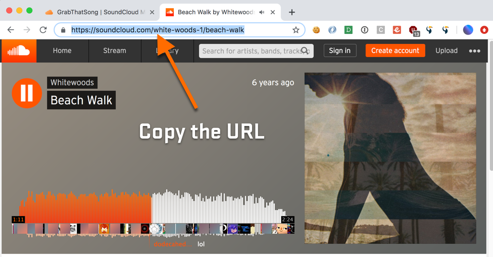 Open SoundCloud Song Page and Copy the URL from the Address Bar